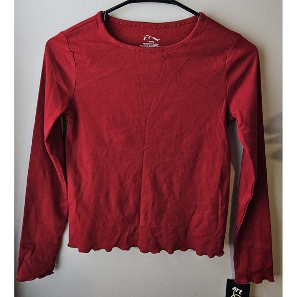 art class Other - Art Class Girls Red Long Sleeve Cropped Top Lettuce Hem‎ L 10/12 NWT
